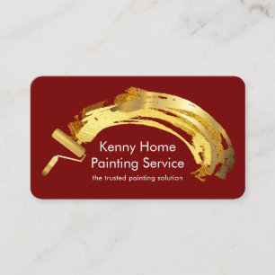Tarjeta De Visita Salpicadura de pintura de pincel dorado artístico 