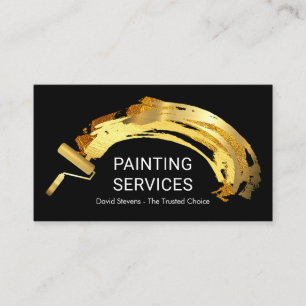 Tarjeta De Visita Salpicadura de pintura de pincel dorado creativo