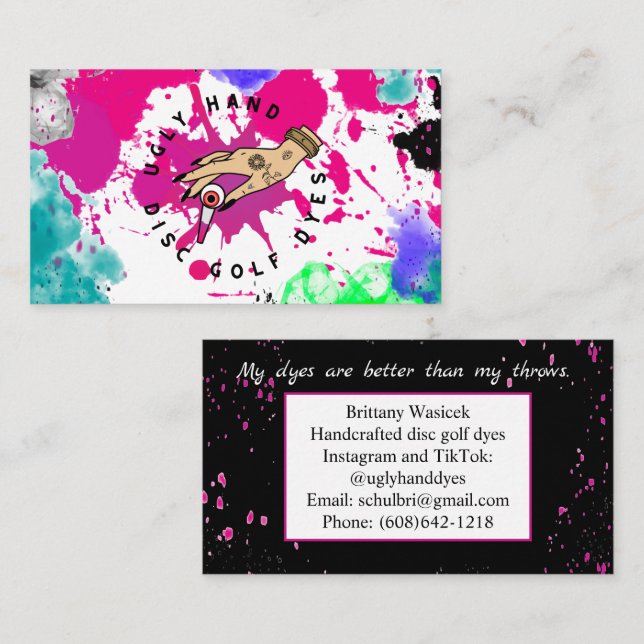 Tarjeta De Visita Salpicadura de pintura rosa (Anverso / Reverso)
