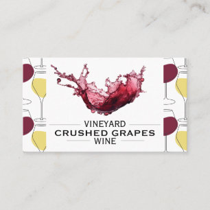Tarjeta De Visita Salpicadura de Vino Patrón de Vidrio Rojo Blanco
