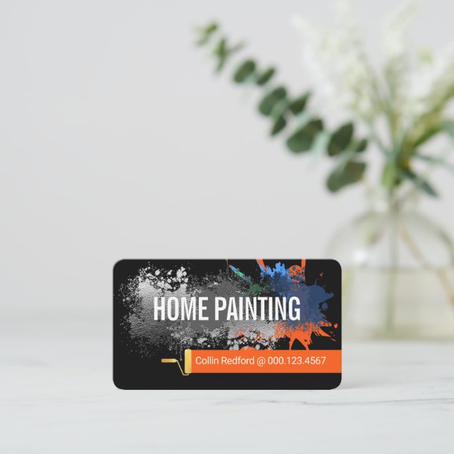 Tarjeta De Visita Salpicaduras de pintura creativa para el hogar (Anverso de pie)
