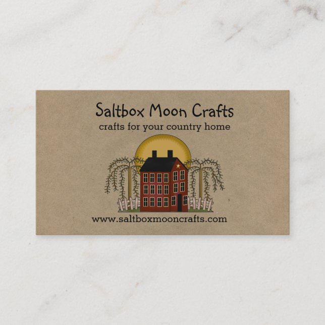 Tarjeta De Visita Saltbox y Moon Rustic Business Card (Anverso)
