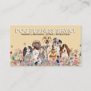 Tarjeta De Visita Salto a pie de Perro Beige Grooming