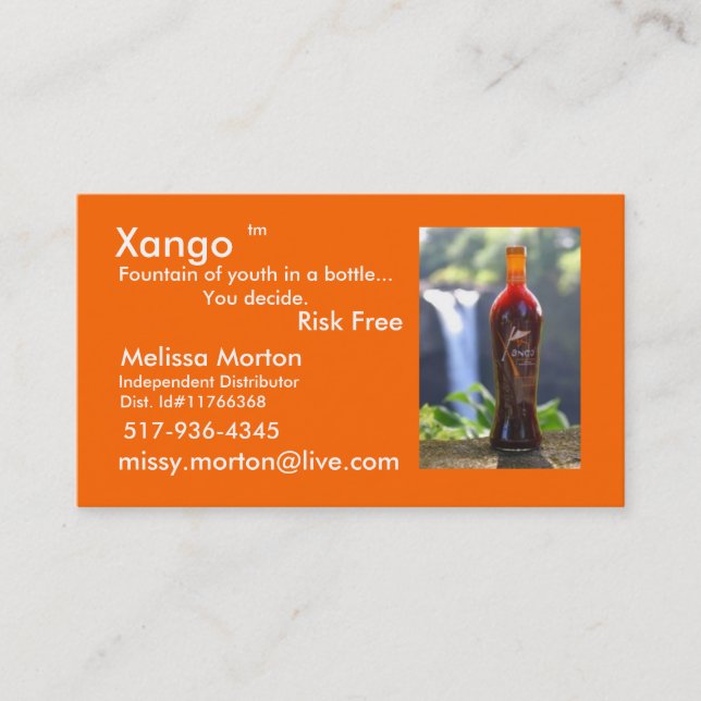 Tarjeta De Visita Salud de Xango (Anverso)