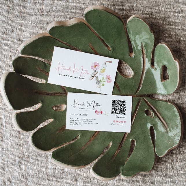 Tarjeta De Visita Salud Floral Salud Femenina y Fitness Código QR (Subido por el creador)