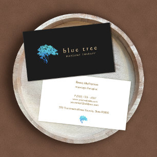 Tarjeta De Visita Salud holística y bienestar Elegante árbol turques