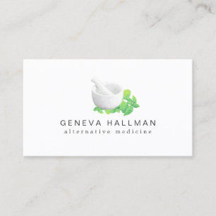 Tarjeta De Visita Salud natural del Ilustracion Mortero y Pestle