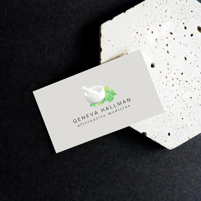 Tarjeta De Visita Salud natural del Ilustracion Mortero y Pestle (Subido por el creador)