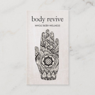 Tarjeta De Visita Salud Natural y Holística Henna Lotus Mano de Flor