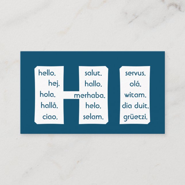 Tarjeta De Visita Saludo a los idiomas internacionales de las franja (Anverso)