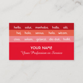 Tarjeta De Visita Saludo a los idiomas internacionales de las franja