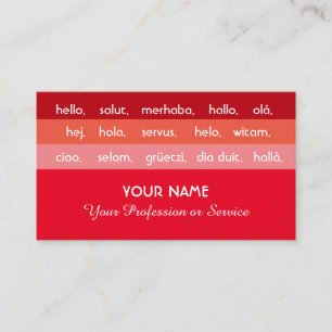 Tarjeta De Visita Saludo a los idiomas internacionales de las franja