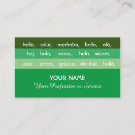 Tarjeta De Visita Saludo a los idiomas internacionales de las franja