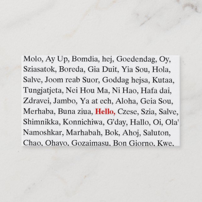 Tarjeta De Visita saludos (Anverso)