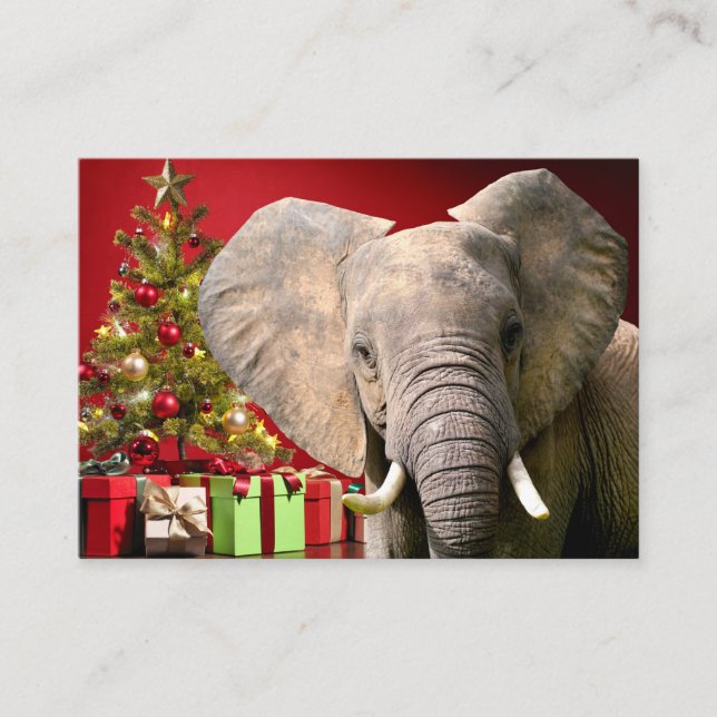 Tarjeta De Visita Saludos de Navidad para elefantes (Anverso)
