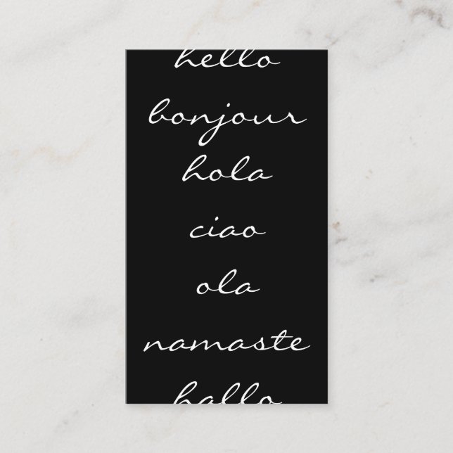 Tarjeta De Visita Saludos en blanco y negro (Anverso)