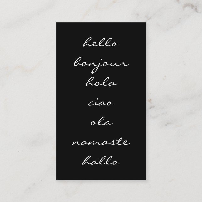 Tarjeta De Visita Saludos en blanco y negro (Anverso)