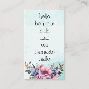 Tarjeta De Visita Saludos saludos   Acuarela y gráficos florales