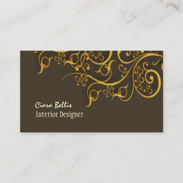 Tarjeta De Visita Salvaje arquitectónico/Faux Gold Filigree/DIY colo (Anverso)