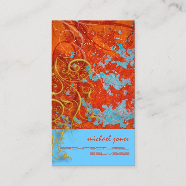 Tarjeta De Visita Salvamento Arquitectónico/Faux Gold Filigree Swirl (Anverso)