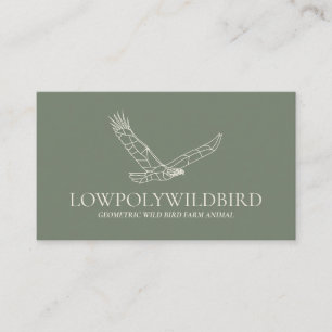 Tarjeta De Visita Salvia Verde Animal Ave Silvestre Lowpoly