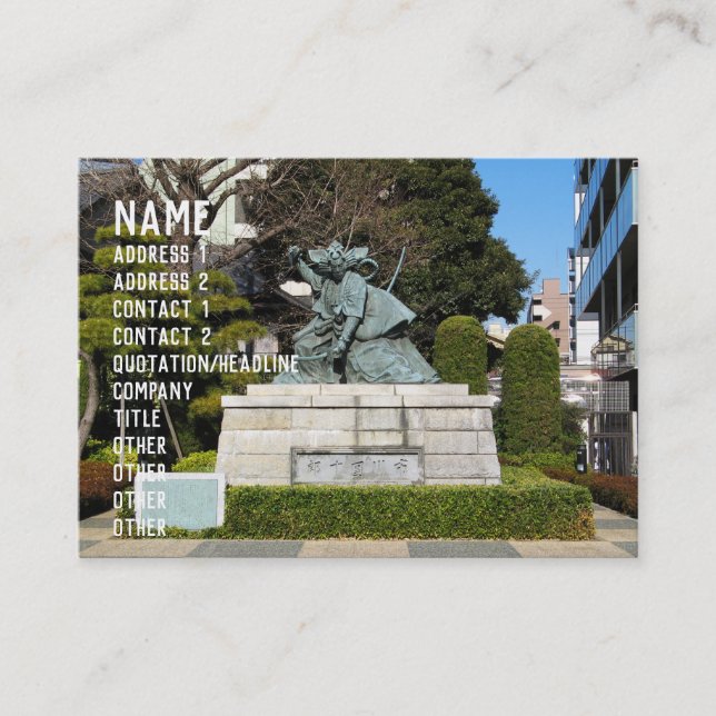 Tarjeta De Visita Samurai Kamakura Gongoro Kagemasa Kabuki Estatua (Anverso)
