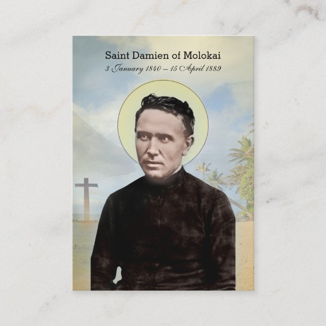 Tarjeta De Visita San Damien religioso de la sagrada carta Molokai H (Anverso)