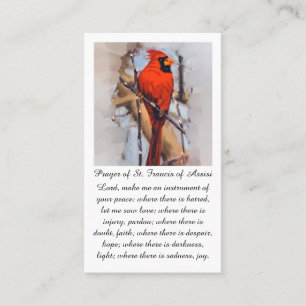 Tarjeta De Visita San Francisco de Asís en Oración Naranja Rojo Azul