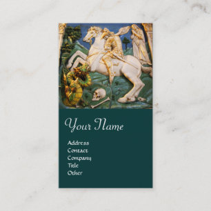 Tarjeta De Visita San Jorge, Dragón y Monograma Princesa verde