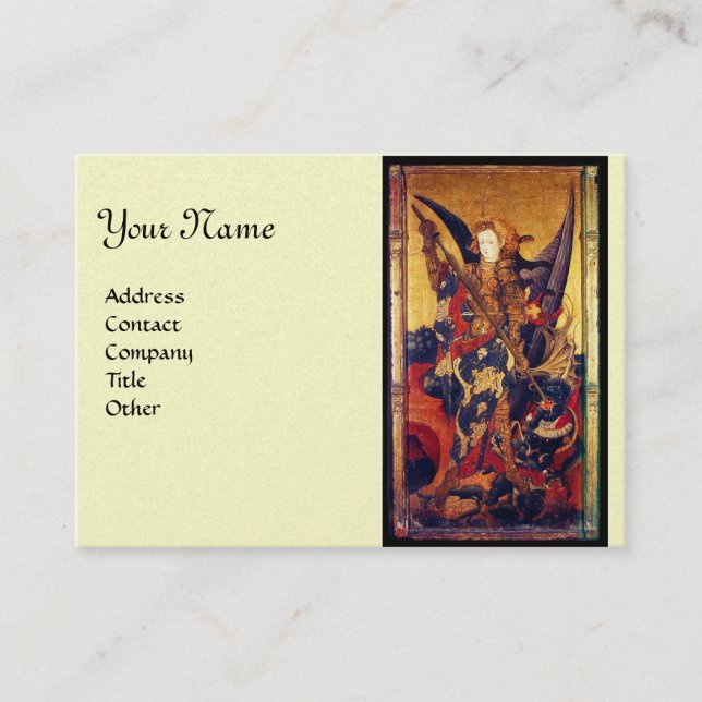 Tarjeta De Visita San Miguel Vanquishing Devil como caballero mediev (Anverso)