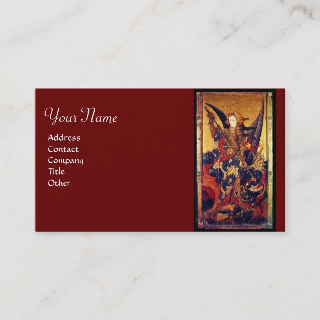 Tarjeta De Visita San Miguel Vanquishing Devil como caballero mediev (Anverso)