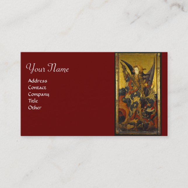 Tarjeta De Visita San Miguel Vanquishing Devil como caballero mediev (Anverso)