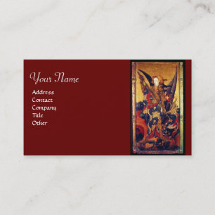 Tarjeta De Visita San Miguel Venciendo al Diablo como Caballero Medi