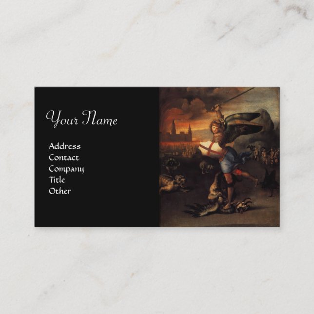 Tarjeta De Visita San Miguel y el Dragón, negro (Anverso)