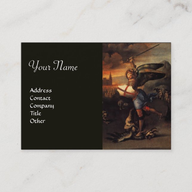 Tarjeta De Visita San Miguel y el Dragón, negro monograma (Anverso)