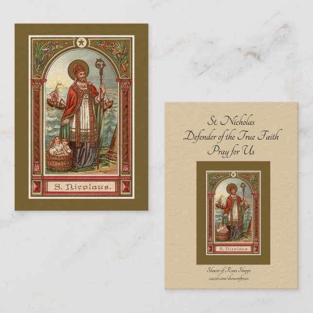 Tarjeta De Visita San Nicolás de obispo Holy Cards de Myra (Anverso / Reverso)