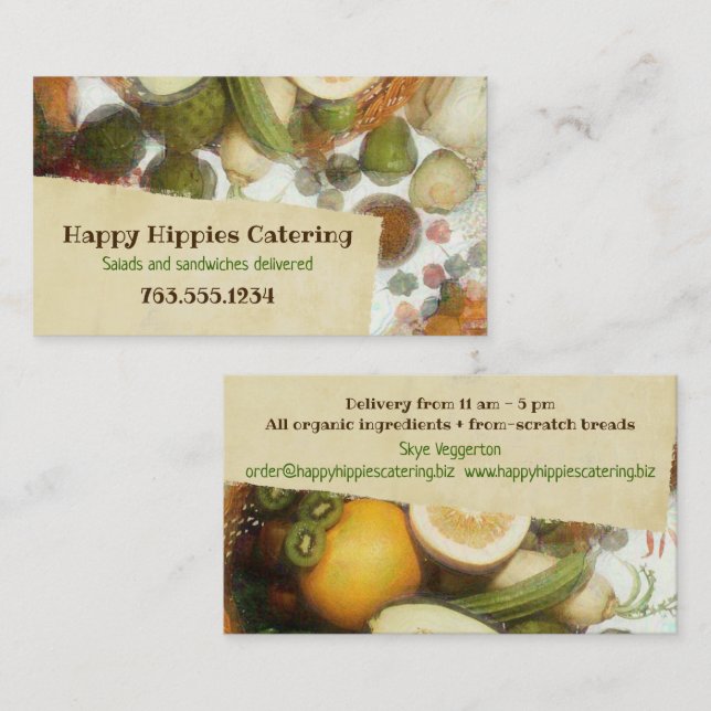 Tarjeta de visita sana de la comida del vegano de (Anverso / Reverso)