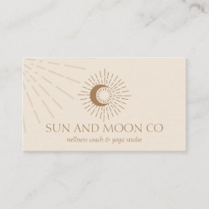 Tarjeta De Visita Sanación de Energía Marrón Luz del Sol Luna Espiri