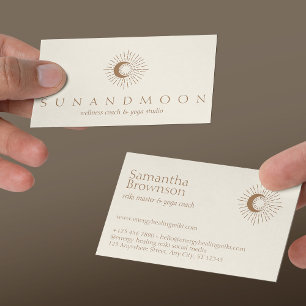 Tarjeta De Visita Sanación Energética Marfil Sol Luna Espiritual