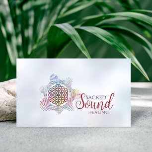 Tarjeta De Visita Sanación Sonora Flor de la Vida Geometría Sagrada