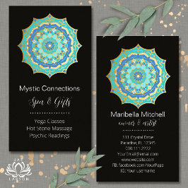 Tarjeta De Visita Sanador de Energía Mandala Teal Yoga Reiki Spa