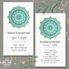 Tarjeta De Visita Sanador de Energía Mandala Verde Yoga Reiki Spa