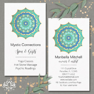 Tarjeta De Visita Sanador de Energía Mandala Verde Yoga Reiki Spa