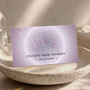 Tarjeta De Visita Sanador de Reiki Brillo Celestial Suave Lavanda Mo
