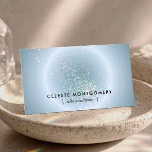 Tarjeta De Visita Sanador Reiki Glow Celestial Azul Polvoriento Mode