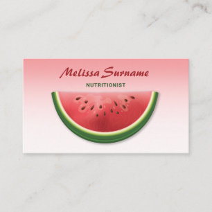 Tarjeta De Visita Sandía Rosa Rodaja Dietista Nutricionista