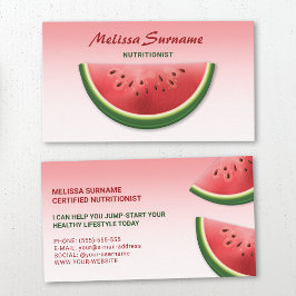 Tarjeta De Visita Sandía Rosa Rodaja Dietista Nutricionista