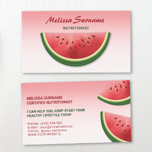 Tarjeta De Visita Sandía Rosa Rodaja Dietista Nutricionista
