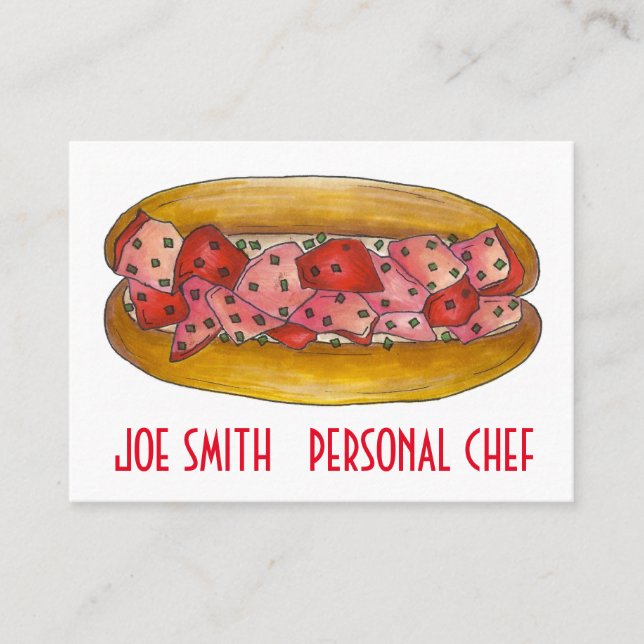 Tarjeta De Visita Sándwich Maine Lobster Roll Seafood Chef Cocina Co (Anverso)