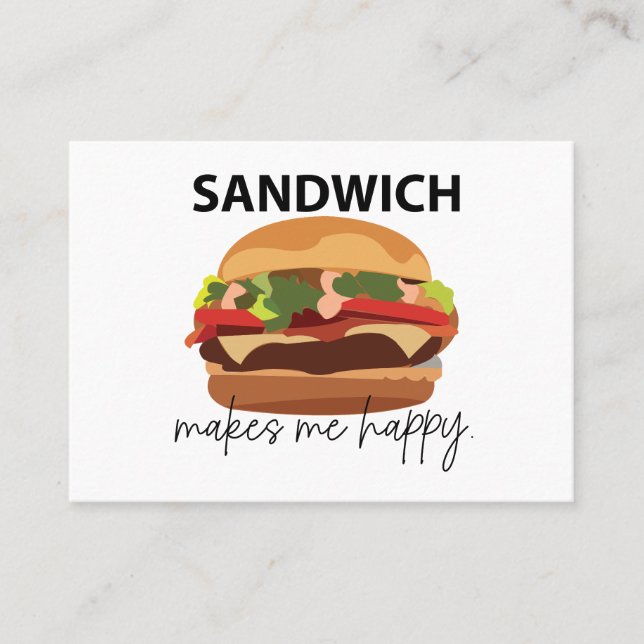 Tarjeta De Visita Sandwich me hace feliz (Anverso)